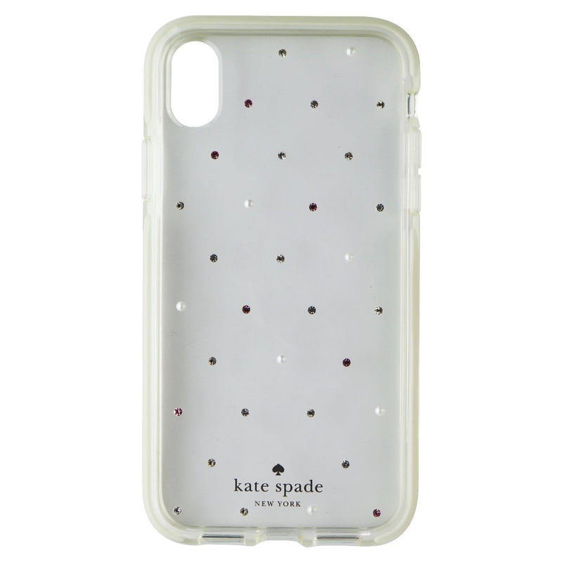 Kate Spade Defensive Hardshell Case for Apple iPhone XR - Clear / Pin Dot Gems