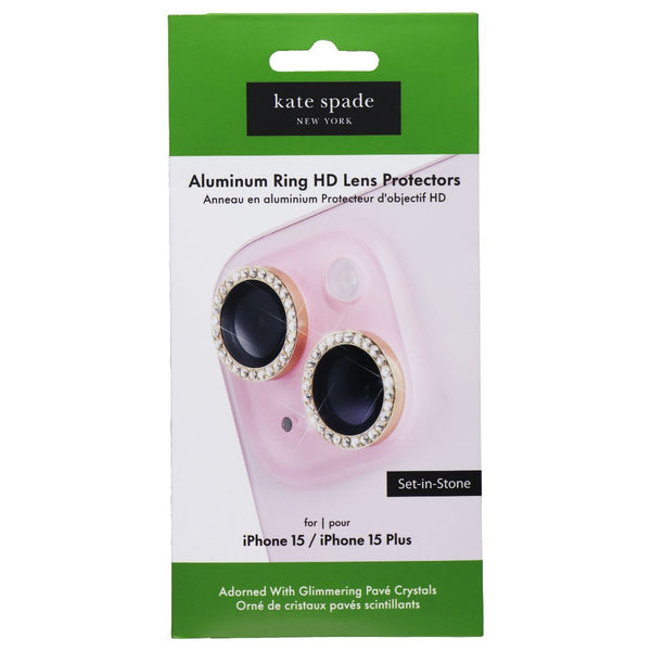 Kate Spade Aluminum Ring Lens Protectors for iPhone 15/15 Plus Set-in-Stone Gold