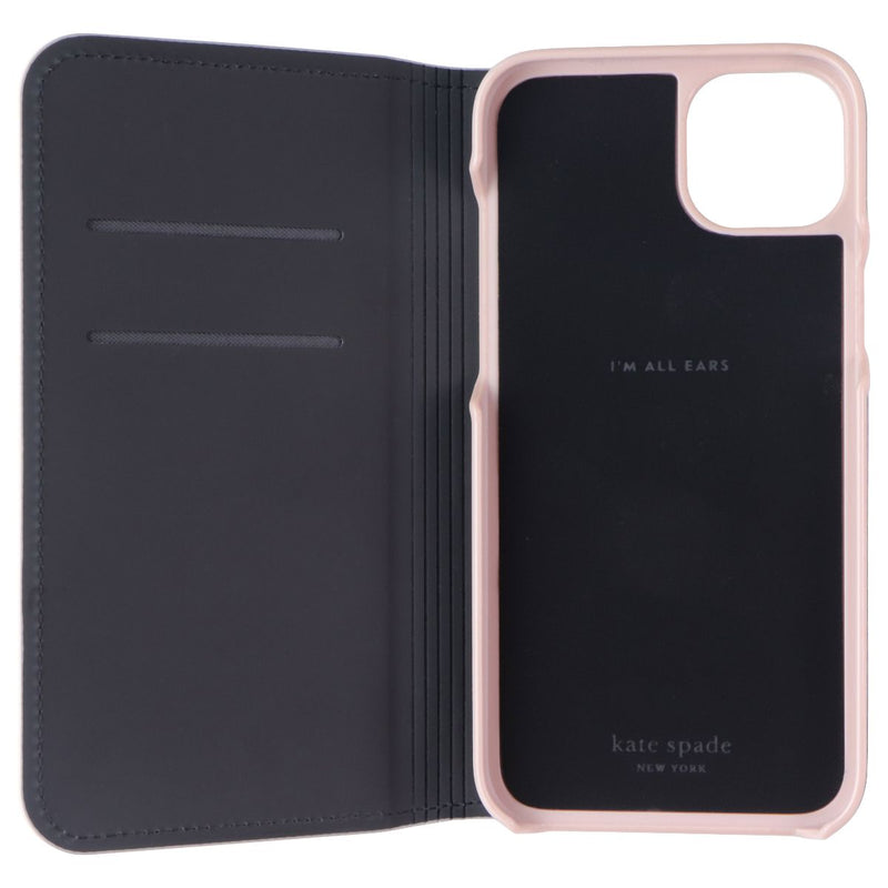 Kate Spade Wrap Folio for Apple iPhone 14 Plus - Black / Pale Vellum Bumper