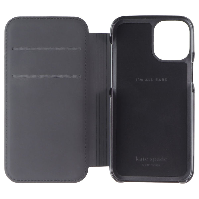 Kate Spade New York Wrap Folio Case for iPhone 12 mini - Black/Hearts & Flowers