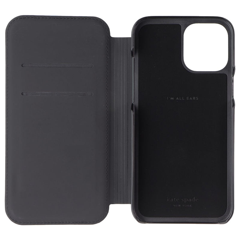 Kate Spade Wrap Folio Case for Apple iPhone 12 Pro Max - Black Hearts & Clovers