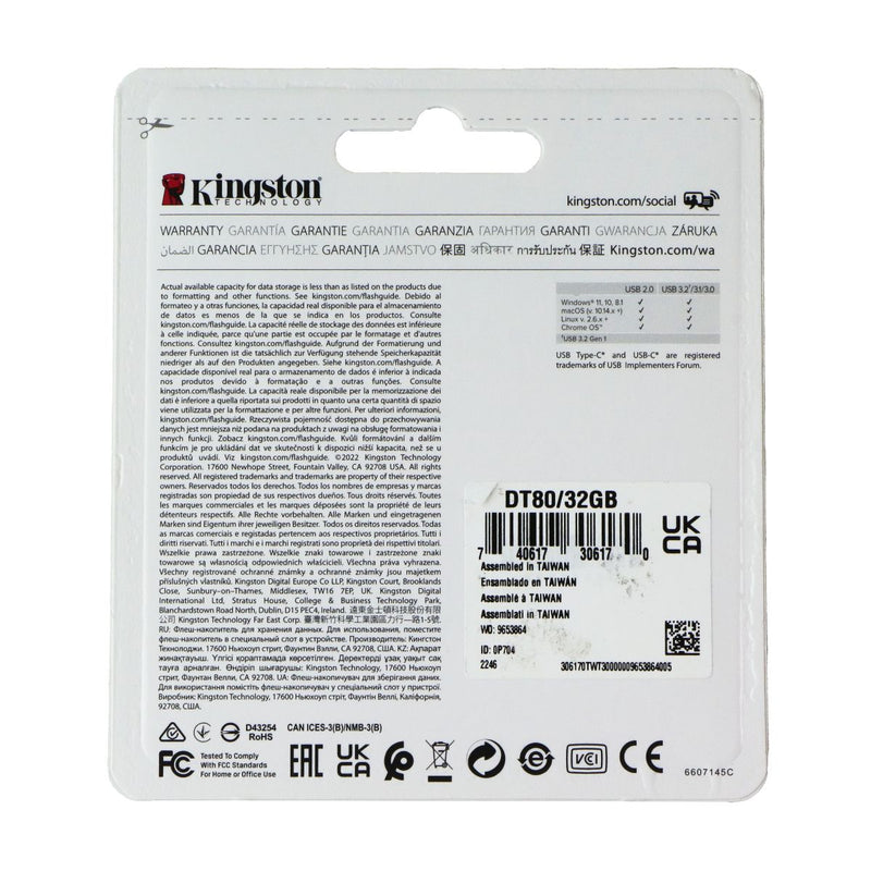 Kingston DataTraveler 80 (32GB) 200MB/s USB-C Flash Drive