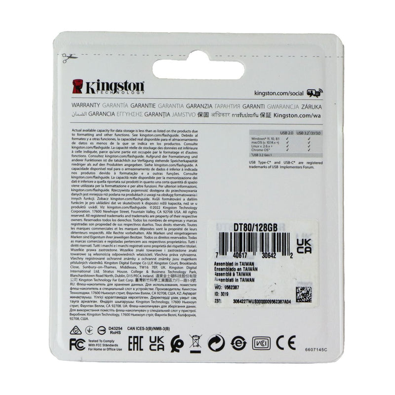 Kingston DataTraveler 80 (128GB) 200MB/s USB-C Flash Drive