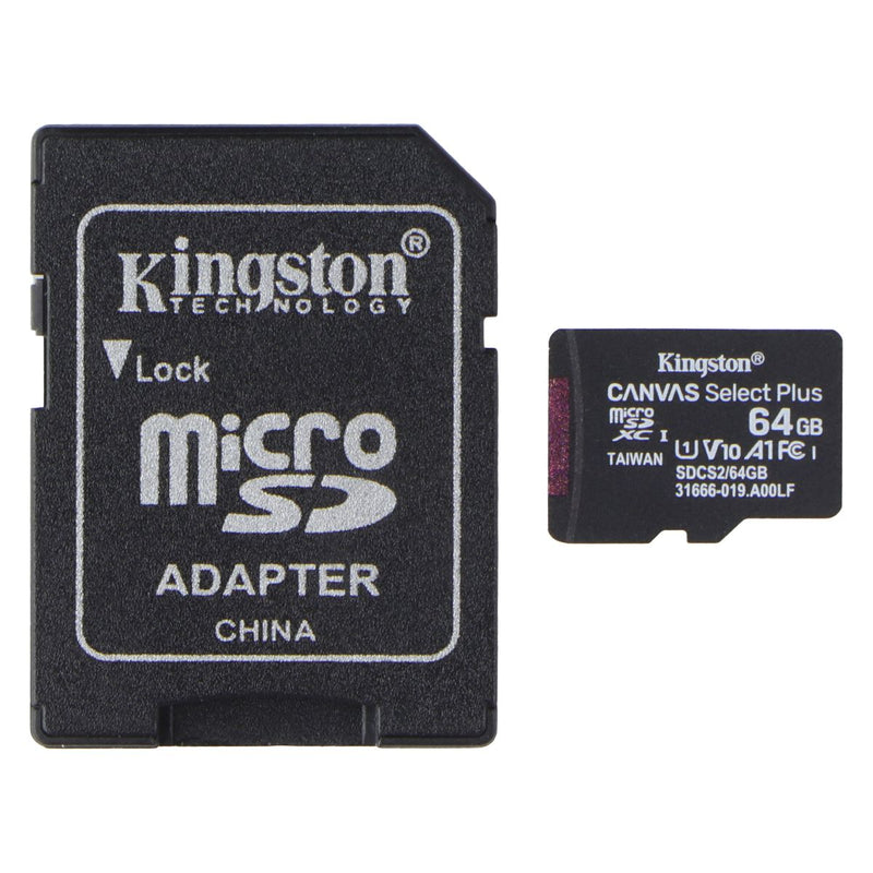 Kingston 64GB Canvas Select Plus microSDXC w/Adapter - A1 Class 10 V10 (100MB/s)