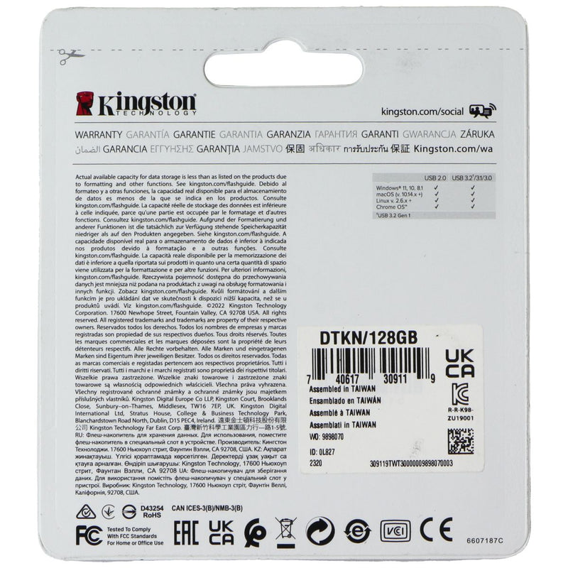 Kingston (128GB) DataTraveler Kyson USB 3.2 Flash Drive - Silver (DTKN/128GB)