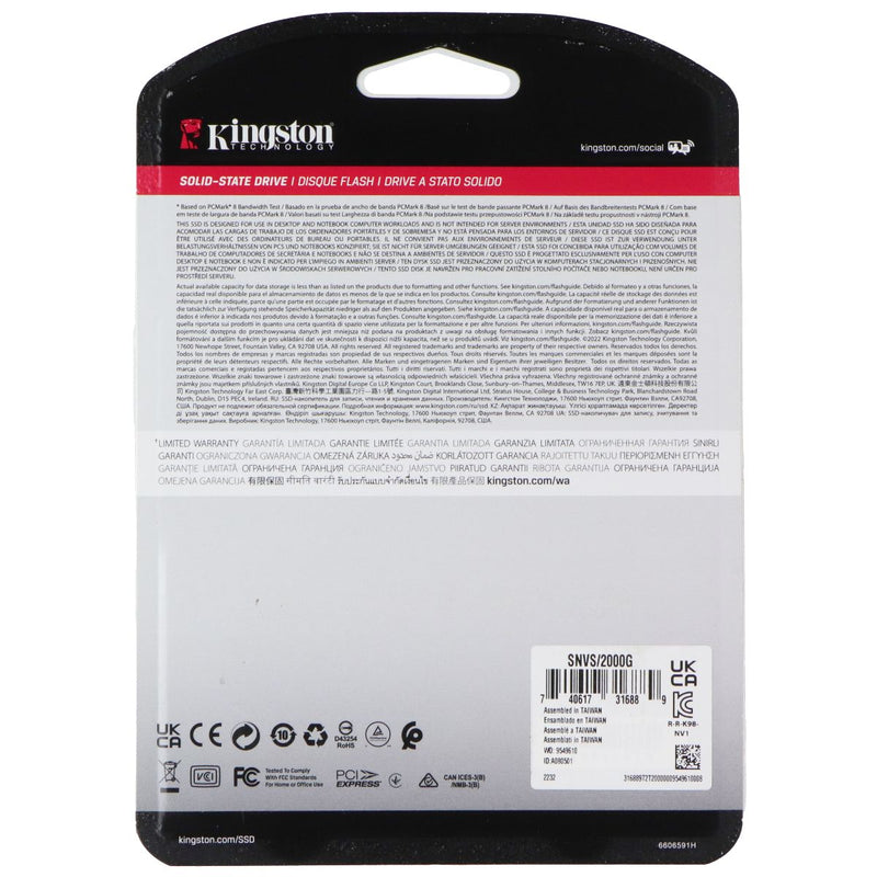Kingston NV1 (2TB) M.2 2280 NVMe PCIe Internal Solid State Drive