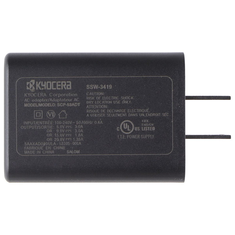 Kyocera OEM (5V/3A) USB-C Wall AC Adapter Charger - Black (SCP-53ADT)