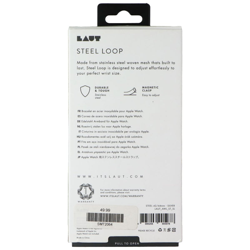 LAUT Steel Loop Stainless Steel (42/44mm) Watch Strap for Series 5/4/3 - Silver