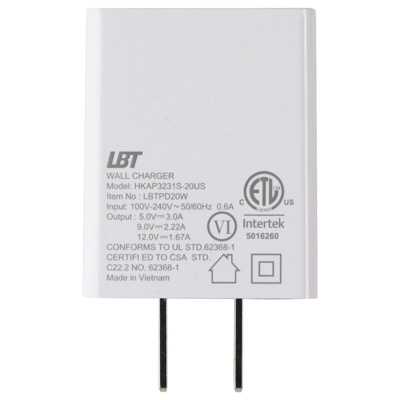LBT Ultra Fast 20W USB-C Wall Charger - White