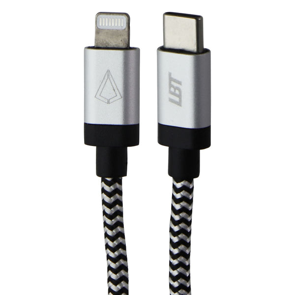 LBT (7-Ft) USB-C to Lightning 8-Pin Braided Charge Cable - Silver/White/Black
