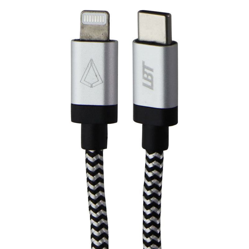 LBT (7-Ft) USB-C to Lightning 8-Pin Braided Charge Cable - Silver/White/Black