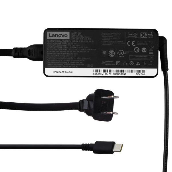 Lenovo 65W AC Adapter OEM Wall Charger Power Supply (ADLX65YCC2A) - Black