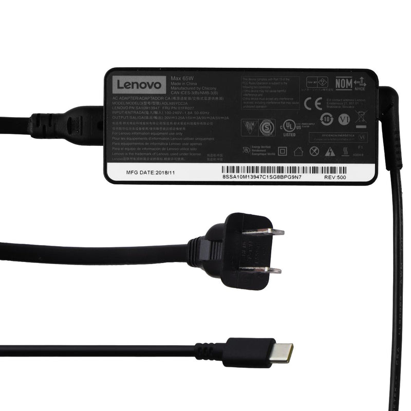 Lenovo 65W AC Adapter OEM Wall Charger Power Supply (ADLX65YCC2A) - Black