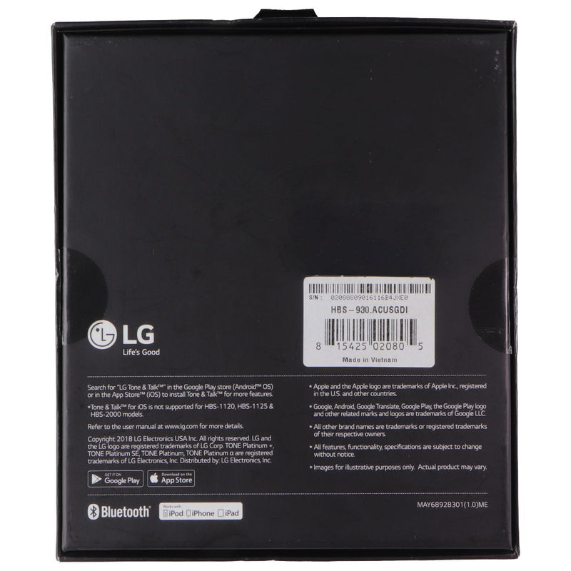 LG TONE Platinum (a) Premium Bluetooth Stereo Headset - Gold (HBS-930)