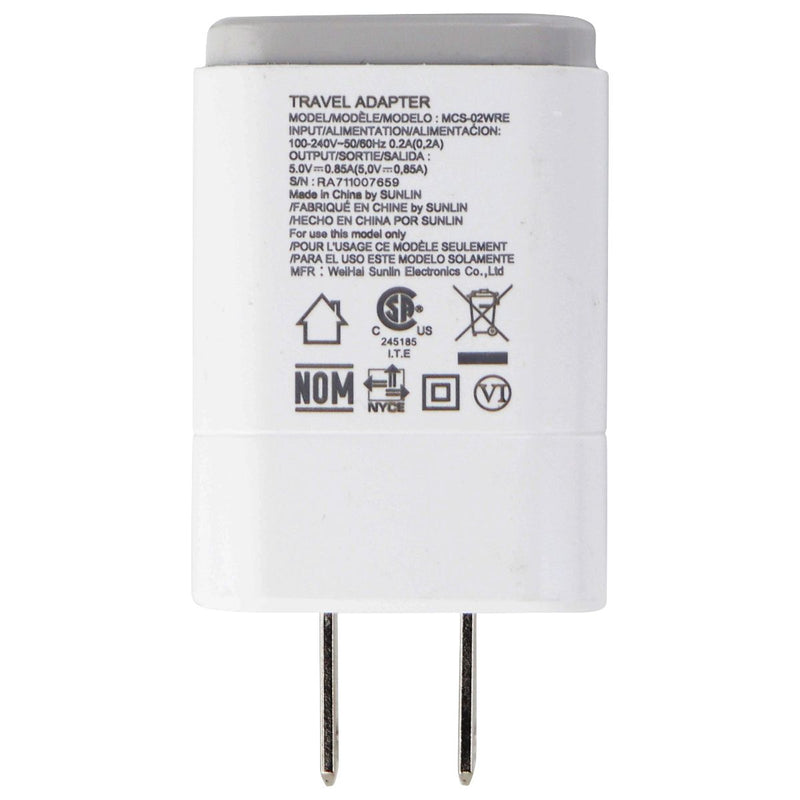 LG Travel Adapter Single 5V/0.85A USB Wall Charger (MCS-02WPE/RE) - White