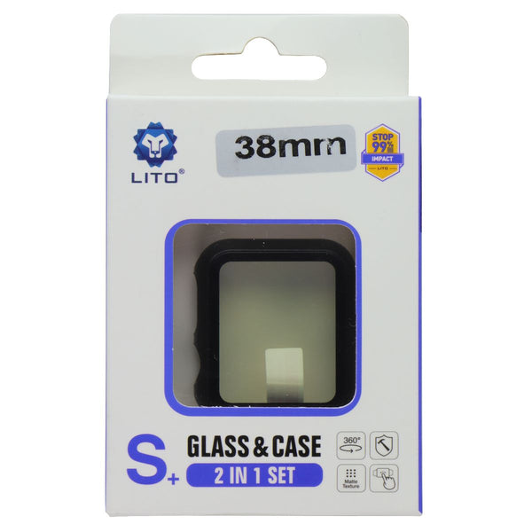 LITO S+ Glass & Case (2 in 1 Set) for Apple Watch Series 3/2/1 (38mm) - Black