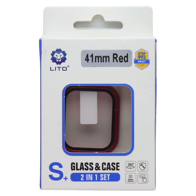 LITO S+ Glass & Case (2 in 1 Set) for Apple Watch Series 9/8/7 (41mm) - Red