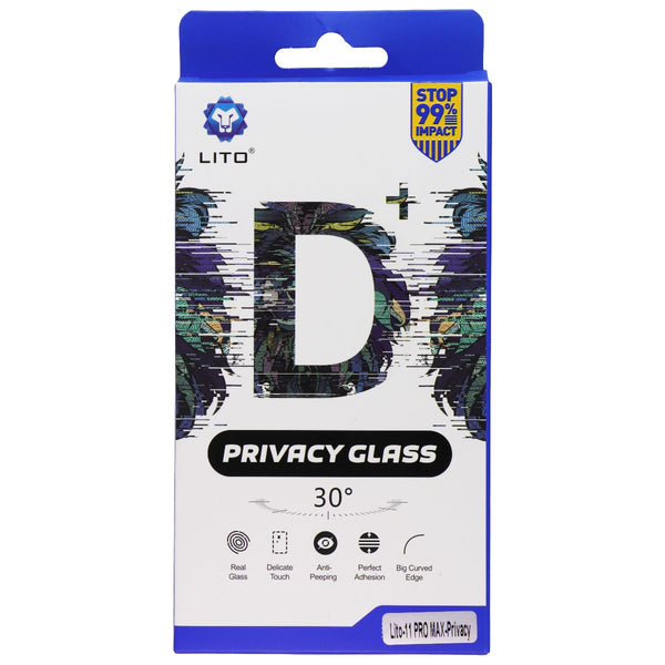 LITO D+ Privacy Glass Screen Protector for iPhone 11 Pro Max - Privacy (2 Pack)