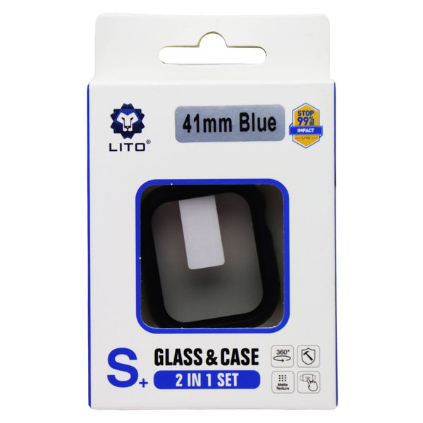 LITO S+ Glass & Case (2 in 1 Set) for Apple Watch Series 9/8/7 (41mm) - Blue