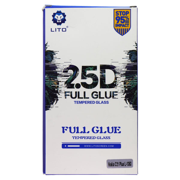 Lito 2.5D Full Glue Tempered Glass Screen Protector for Nokia C21 Plus - 10 Pk