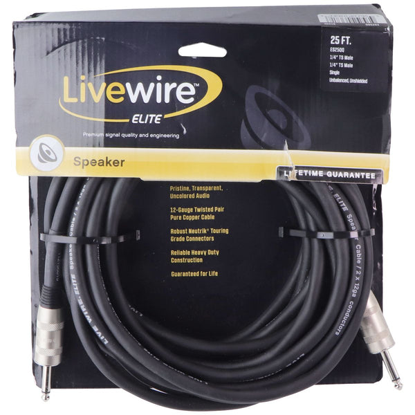 Livewire Elite Speaker Cable 1/4-in Male to 1/4-in Male - 25-ft / Black (ES25QQ)