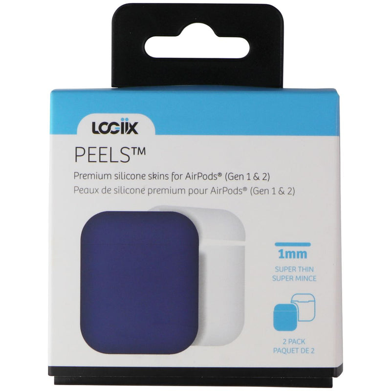 Logiix Peels Silicone Skins for Apple Airpods (Gen 1 & 2) - 2 Pack/Navy & White