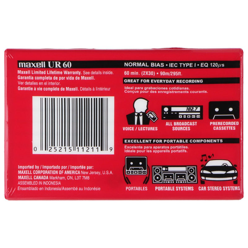 Maxell 60 Minute Storage Normal Bias (Type I) Audio Cassette - 1 Pack
