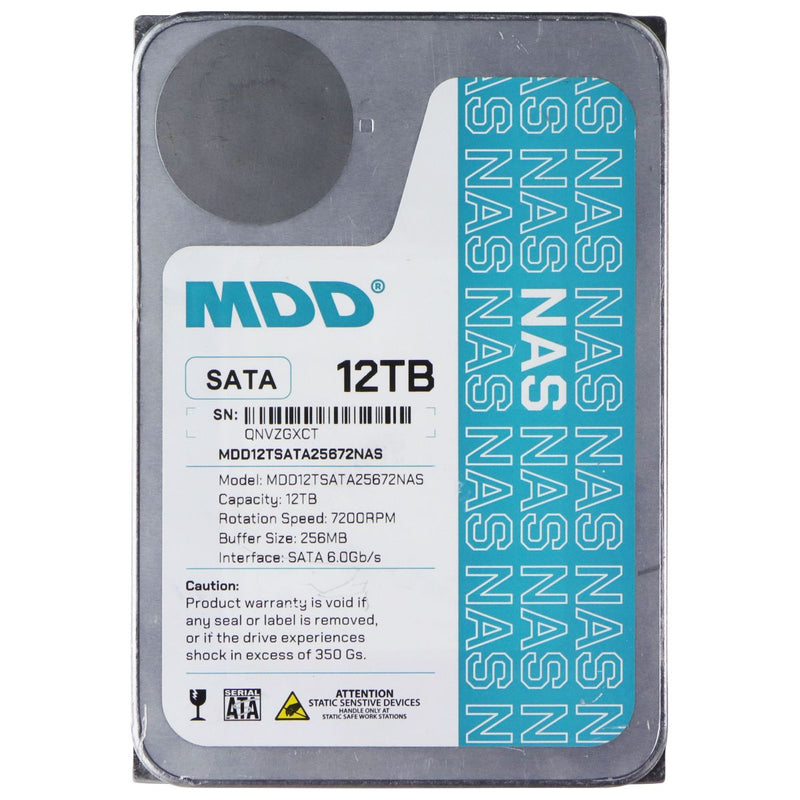 MDD (12TB / 7200RPM) SATA-III 3.5in Internal NAS Hard Drive (MDD12TSATA25672NAS)