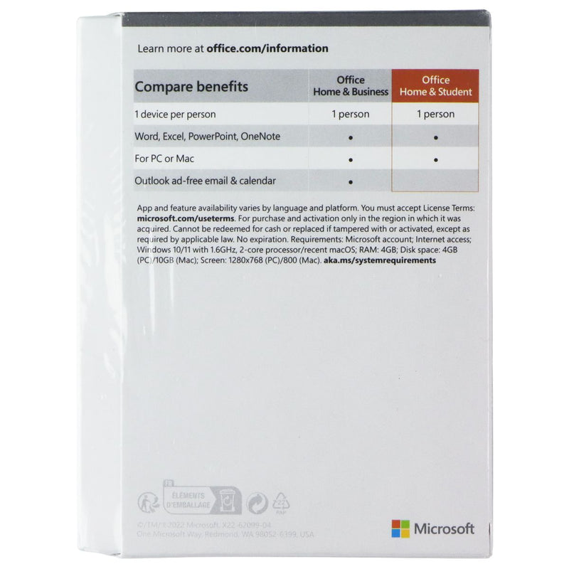 Microsoft Office 2021 Home & Student Box Pack for 1 PC/Mac - Product Key/No Disc