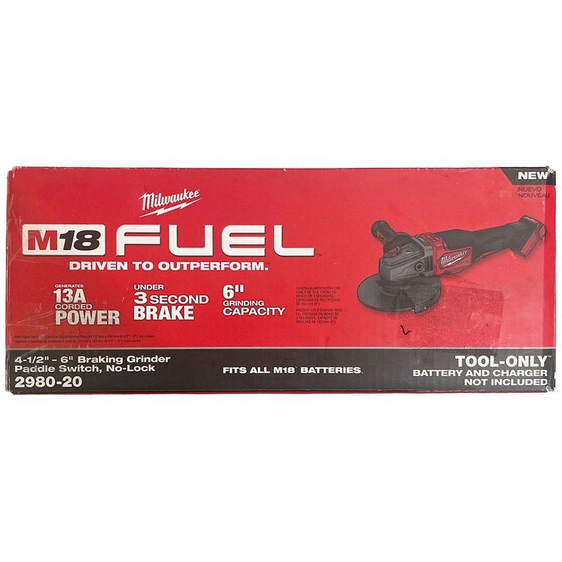 Milwaukee M18 Fuel Braking Grinder w/No-Lock Paddle Switch - Tool Only (2980-20)