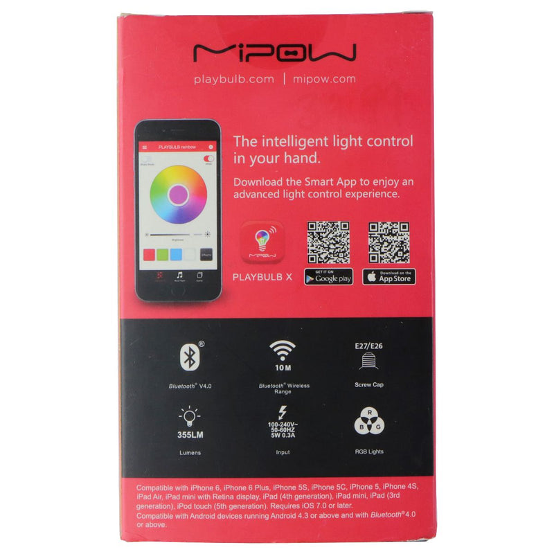 MiPow PlayBulb Rainbow Bluetooth Smart LED Color Light (BTL-200-WT)