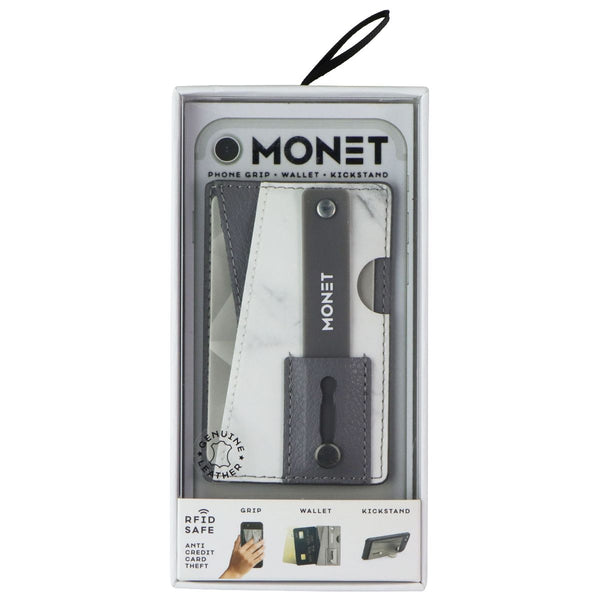 Monet RFID Blocking Phone Grip / Wallet / Kickstand - White / Gray Marble