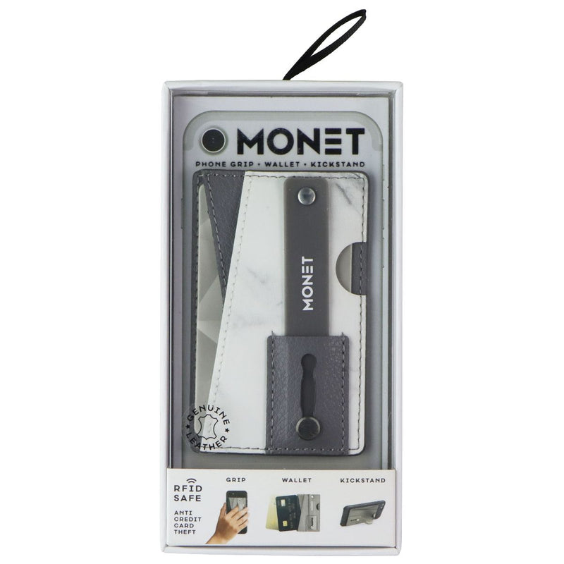 Monet RFID Blocking Phone Grip / Wallet / Kickstand - White / Gray Marble