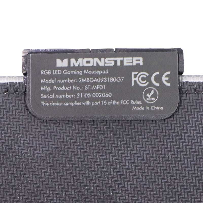 Monster (14 in x 10 in) Wired LED Gaming Mouse Pad with USB Cable - Black / RGB