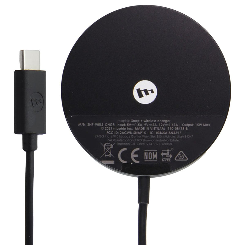 Mophie (Snap+) 15W Fast Charge USB-C Wireless Charger for MagSafe - Black