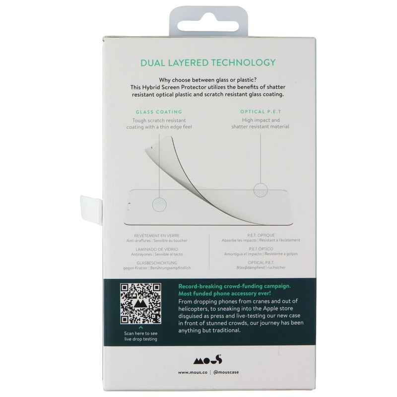 Mous - Invisible Hybrid Glass Screen Protector for Apple iPhone Xs/X