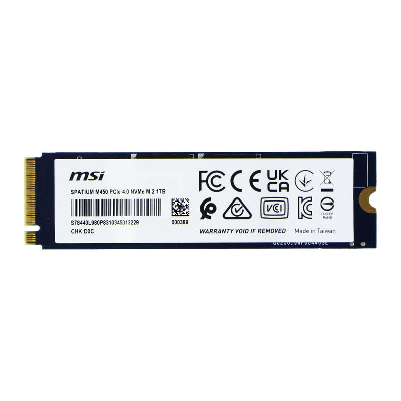 MSI (1TB) Spatium M450 M.2 2280 PCIe Express 4.0 NVMe Internal SSD