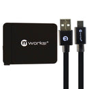 mWorks mPower 6 Foot Flat Sync/Charge USB-C Cable w/ Qualcomm 3.0 Adapter Black