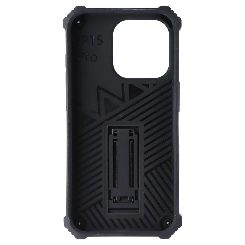 MyBat Sturdy Hybrid Series Case with Kickstand for Apple iPhone 15 - Black