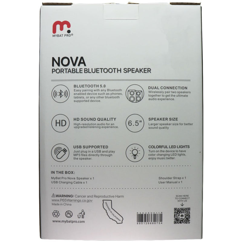MyBat Pro Nova Series Portable Bluetooth LED Speaker - Black / Red (RSKUSU011R)