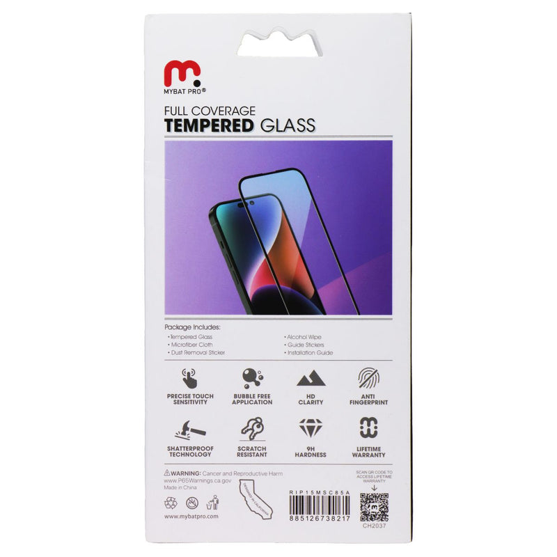 Mybat Pro Full Coverage Tempered Glass for Apple iPhone 15 Plus - Black