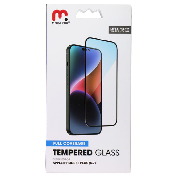 Mybat Pro Full Coverage Tempered Glass for Apple iPhone 15 Plus - Black