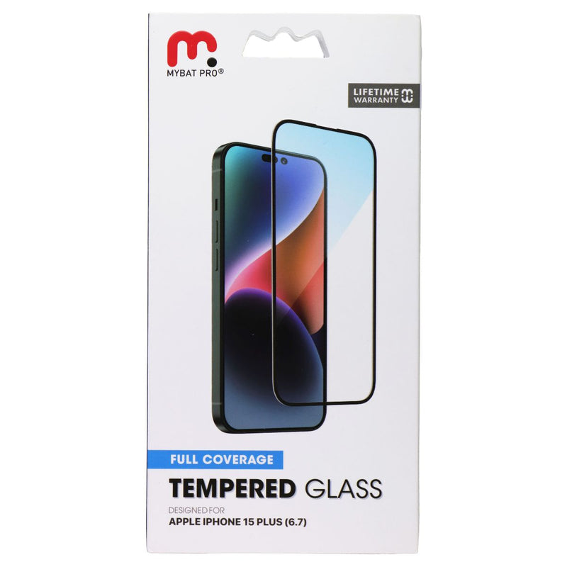 Mybat Pro Full Coverage Tempered Glass for Apple iPhone 15 Plus - Black