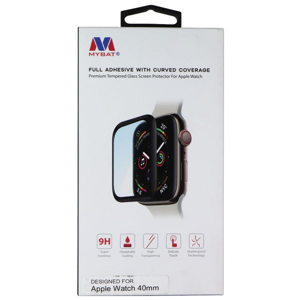 Mybat Full Adhesive Curved Cover Screen Protector for Apple Watch (40mm) - Black