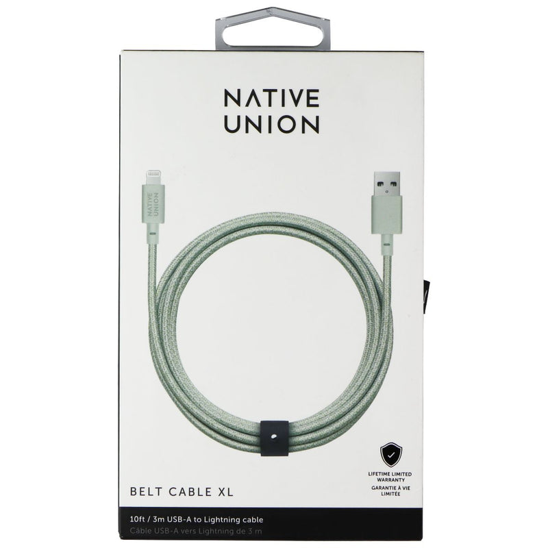 Native Union Belt Cable XL 10FT USB-A to Lightning 8-Pin - Green
