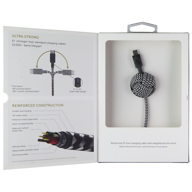 Native Union Night Cable USB-C to USB-A 10FT Cable - Zebra