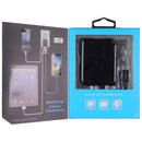 Naztech TRiO Wall Charger w/ 2x USB A ports and Built-in Micro-USB Cable - Black