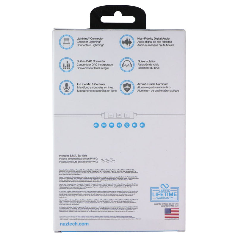 Naztech Platinum In-Ear 8-Pin Wired Earphones with Built-in Mic - Black