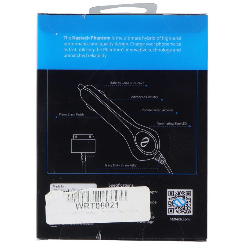 NAZTECH Rapid Car Charger for Apple iPod/iPhone 4 - Black