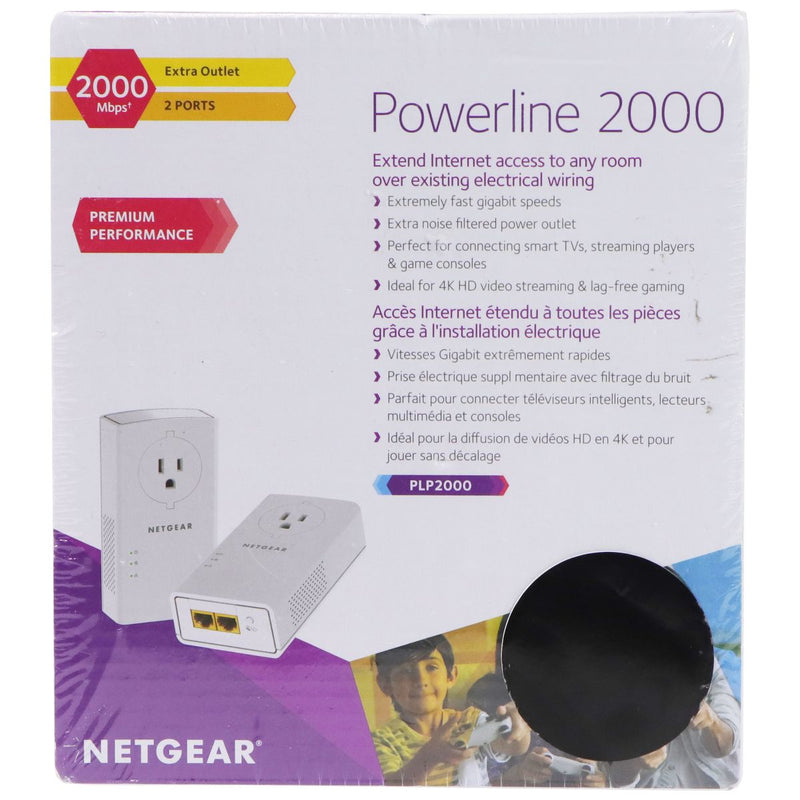 NETGEAR Powerline 2000 Ethernet Adapter - 2000 Mbps / White (PLP2000)